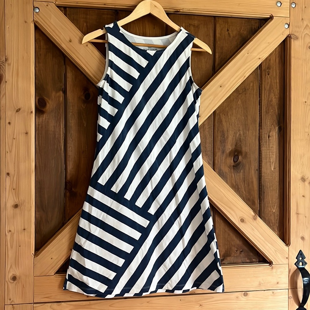 Mahi Gold Coastal Cotton dress, navy and white
